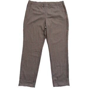 J. Jill Pull On Pants Womens 14 Houndstooth Cuffed Ankle Length Preppy Academia
